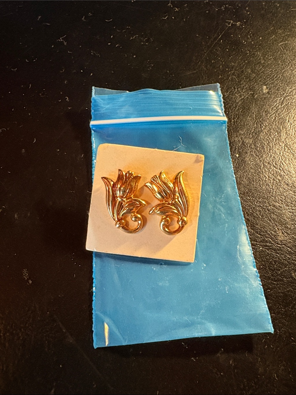 Avon Gold Floral Scroll Stud Earrings